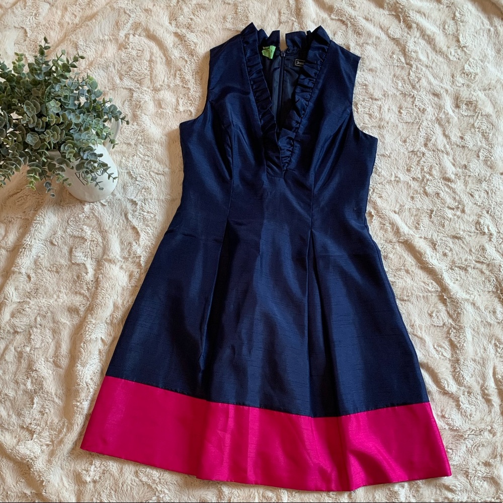 Jessica Howard navy and fuchsia cocktail dress n